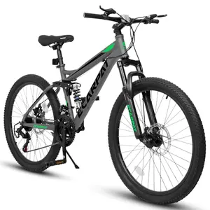 Richvelo gray full suspension mountain bike on a dirt trail