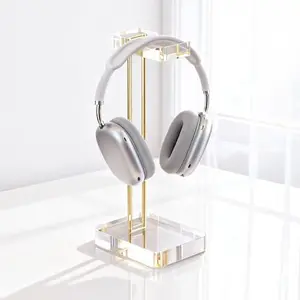 CANCLEAR clear acrylic headphone stand with gold hardware