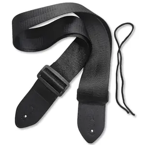 ZURYNIX minimalist black guitar strap with leather connectors and headstock tie