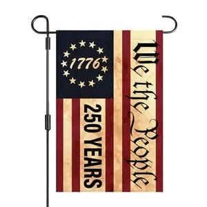 Patriotic garden flag 12x18 burlap double sided with 1776 we the people design