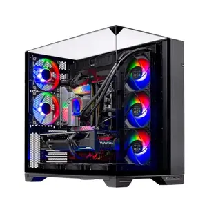Skytech O11 Vision gaming PC with patriotic RGB lighting and glass panels
