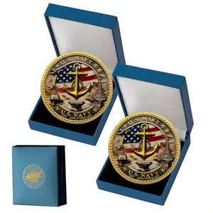 ALRALLI Navy 2-pack gold-plated challenge coins