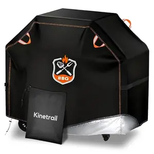 Kinetrail 58-inch grill cover on a gas grill with drawstring closure