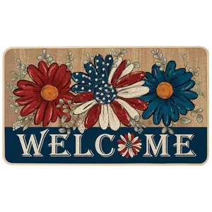 Baccessor patriotic daisy welcome doormat with flowers and stars