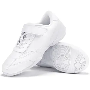 Stelle white youth cheer shoe with hook and loop strap