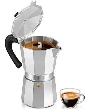 Belly Moka silver 2-cup mini moka pot