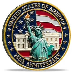 A general 250th anniversary U.S. military challenge coin with Statue of Liberty and other patriotic symbols