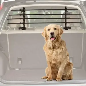 JOYTUTUS adjustable dog car barrier made of carbon steel with rubberized caps, installed in SUV cargo area