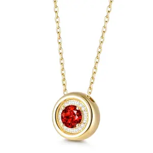 Kstyle 14k gold plated garnet halo necklace on woman