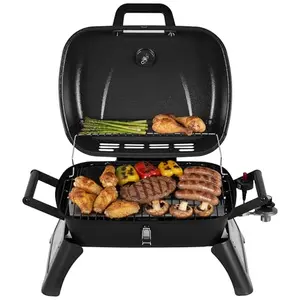Royal Gourmet portable gas grill with side tables and built-in thermometer