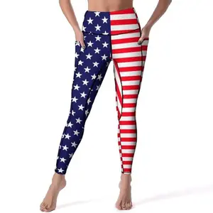 DROEYROEST capri leggings with American flag design