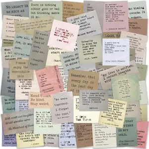 Sheet of retro typewriter-style motivational quote stickers