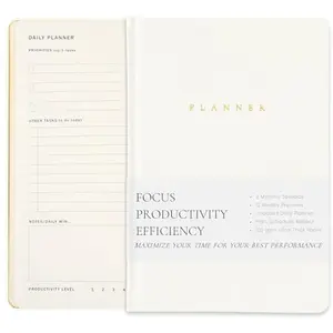 White Jaloro hardcover 3-month planner with gold foil accents and rounded corners