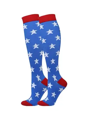 Moketiere star spangled knee high compression socks with festive design