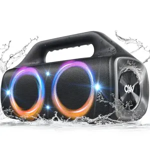 OYW 80W waterproof Bluetooth speaker with RGB lights by the pool