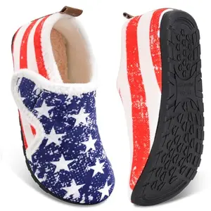 Ibeauti vintage USA flag slip-on slipper socks with adjustable strap