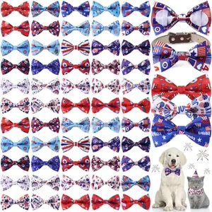 Sanwuta 60 Pcs Patriotic Dog Collar Bow Ties Bulk