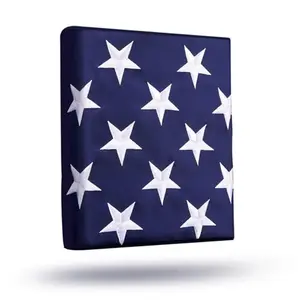 Heavy duty spun polyester American flag with embroidered stars and brass grommets