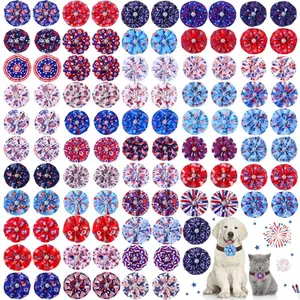Sweetude 100 Pcs 4th of July Dog Collar Flowers Charms