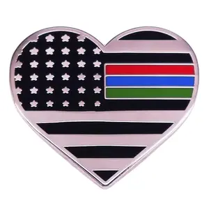 TYVERQIK patriotic heart pin for firefighter and police support