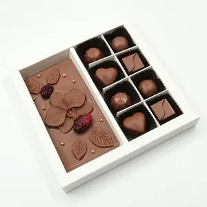 Ksana Choco handmade floral chocolate tablet and praline gift box