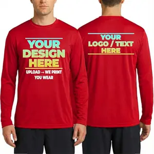 PrintNova Custom Long Sleeve Performance Shirt, red, with customized print for runners