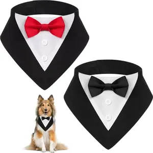 Shinylin dog tuxedo bandana set with black and red bow ties