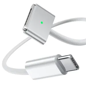 Amavasion 140W USB-C to MagSafe 3 braided cable in white