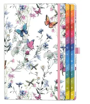 HwxBen address book with flower cover and large print