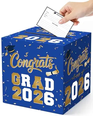 ATFUNSHOP blue graduation card and money box with gift cards