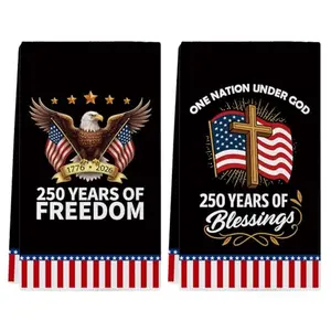 Aymolas 250th anniversary kitchen towels in elegant black and patriotic design