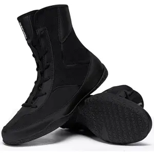 KEFUWU kids wrestling shoes in black with barefoot-style sole on a gym floor
