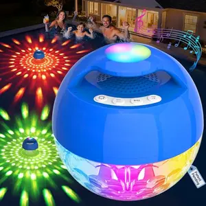 KINGSOM floating pool speaker with top and bottom LED lights in water