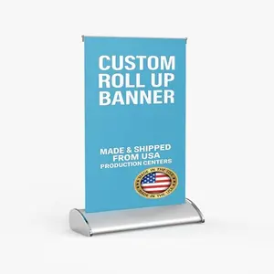 SIGN CREEPER Tabletop Retractable Banner with American Flag Design