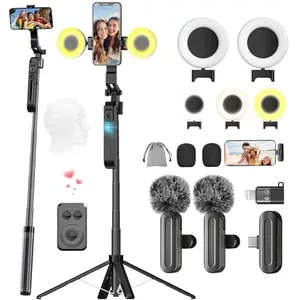 BRDOOGU tripod with wireless mic and LED lights