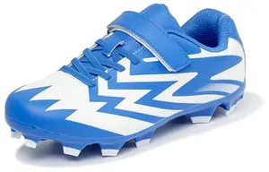 Sooneeya children's FG baseball cleats in blue with TPU outsole and hook-and-loop strap