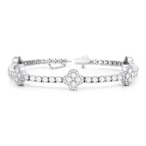 MOOSEA four-leaf clover moissanite tennis bracelet on wrist