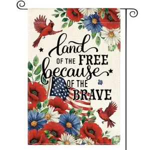 AVOIN colorlife patriotic garden flag with floral cardinal design
