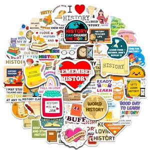 Sheet of history-themed stickers with motivational quotes