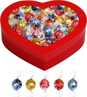 Assorted truffle heart-shaped box with 60 individually wrapped chocolates