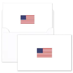 Whaline 24-pack patriotic greeting cards with red, white, and blue designs and white envelopes