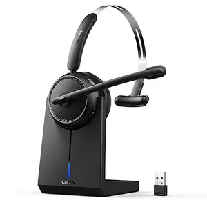 LEVN CT001 wireless headset with microphone, charging base, and USB dongle for work from home