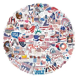 Patriotic vinyl stickers on laptop