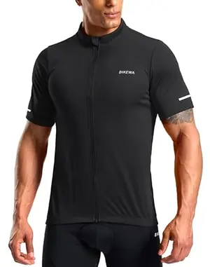 Bikewa men's cycling jersey in black with full zip and rear pockets
