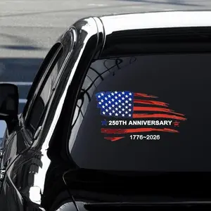 Three large 11.8x11.8 inch 250th anniversary stickers with eagle and flag designs