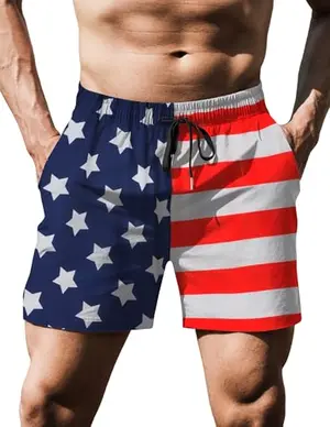 COOFANDY lightweight patriotic running shorts with side split design