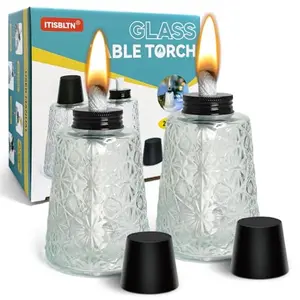 ITISBLTN 2 Pack Refillable Glass Tabletop Torches