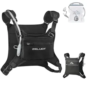 Zelvot black running vest with 1L bladder on trail