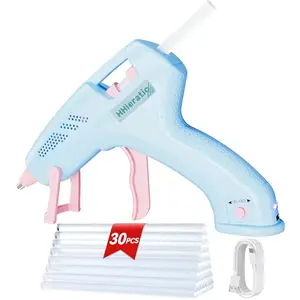 HHieratic 20W Mini Hot Glue Gun with USB charging, pink, includes 30 glue sticks
