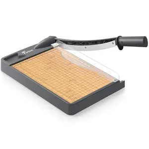Firbon wood base 12-inch guillotine paper cutter with grid lines